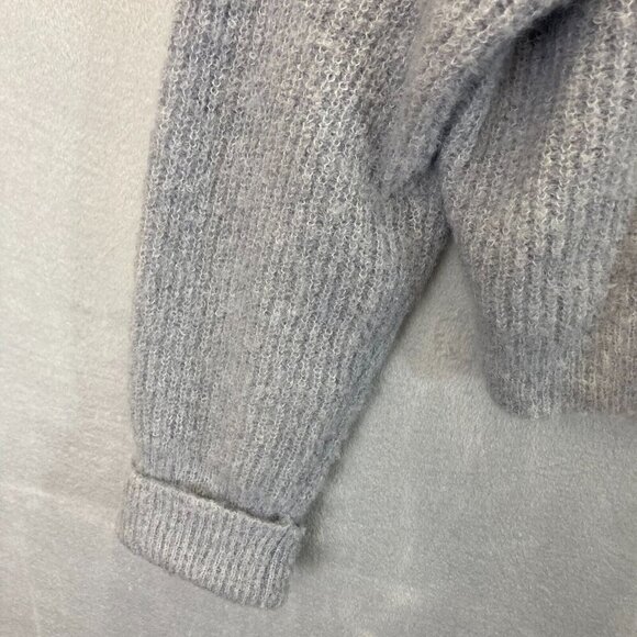 525 Slouchy Cropped Turtleneck Sweater Womens XL Gray Knit Fuzzy Oversized Beach - Picture 7 of 12